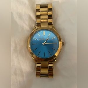 Michael Kors Gold Watch with Blue Face